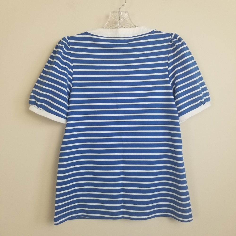Draper James Puff Sleeve T-Shirt in Blue Nautical Stripe XS NWT - Picture 5 of 7